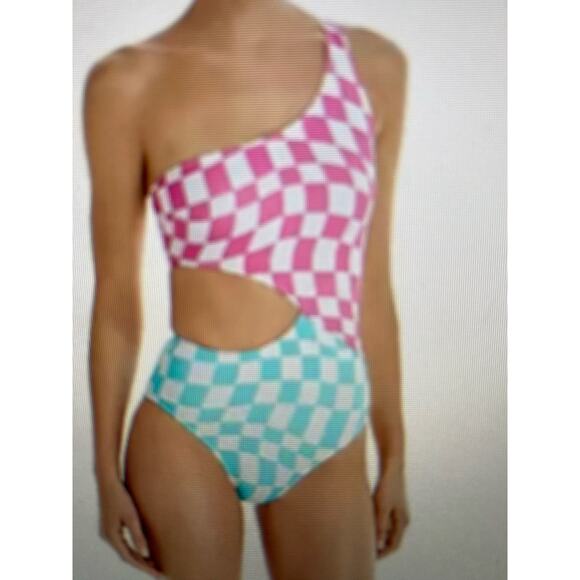 NWT The Claudia color blocked side, cut out one piece swimsuit Small